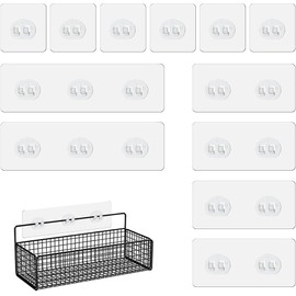 ZYHSLZ 12 Pcs Adhesivos para Baño, Ganchos Adhesivos Transparentes para Baño y Cocina, Tiras Adhesivas Estantes Ducha, Resistente a la Humedad, Pvc, 40 Lbs, Accesorios (Transparente)