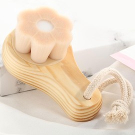 Manual Facial Cleansing Brush Ultra Soft Bristles Wooden Face Brushes Exfoliator Face Scrubber for Daily Pore Cleaning (Style1, One size)