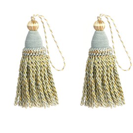 HedongHexi 2 Pack Braided Tassel 24cm/ 9 Inch Key Tassel with Loops, Handmade Twisted Tassel Craft, DIY Accessories for Home Decoration