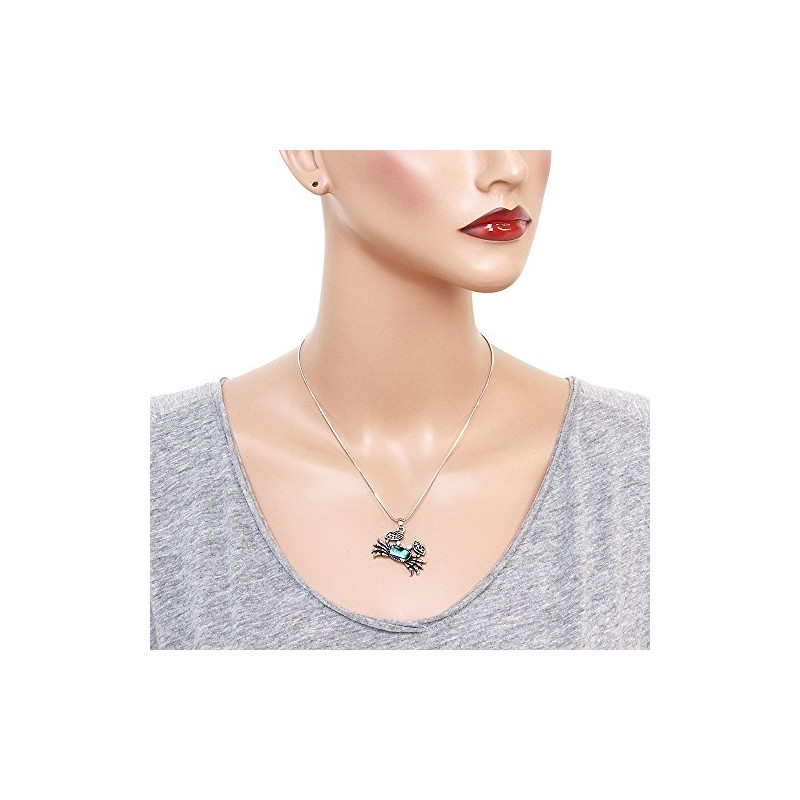 Falari Sea Crab Pendant Necklace Abalone Shell High Polished Rhodium