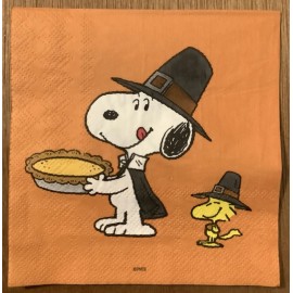 TWO Snoopy Woodstock Peanuts Pumpkin Pie Thanksgiving Paper Napkins Decoupage