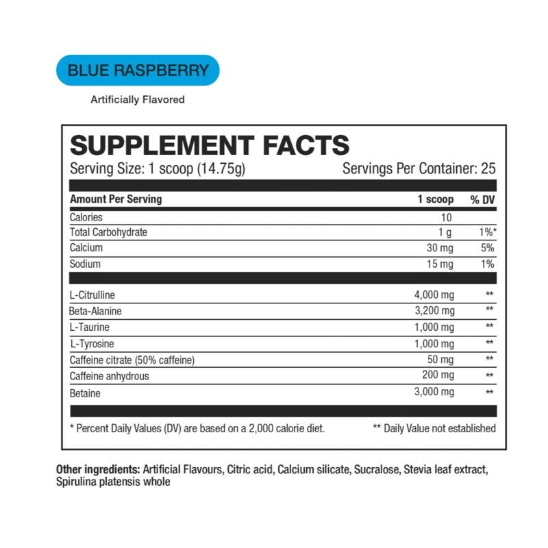 PreHd Essential Preworkout Formula, 30 Servings Powder:_Blue Raspberry