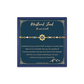 AINILOVE Gold Mountain Mustard Seed Bracelet Catholic Christian Gifts for Women Faith Jewelry Gift﻿s for Her﻿ (Sun)