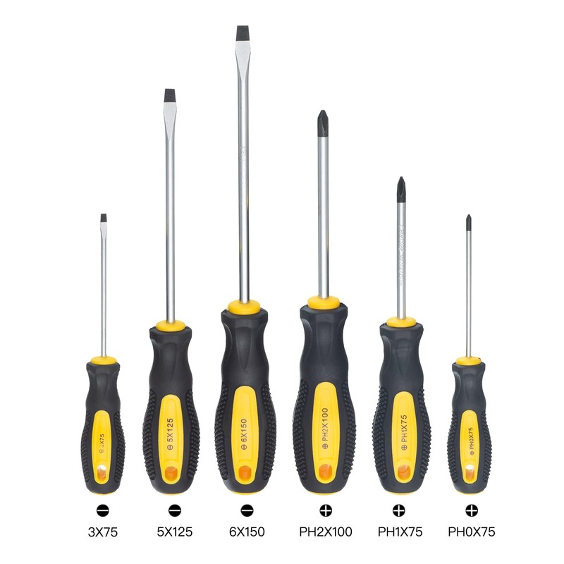 HPMAISON 6pcs Screwdriver Set - Durable Chrome Vanadium Steel with