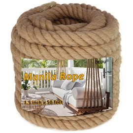 1.5" X 50' Treated Manila Rope Boat Docks Tree Farm Dock Deck