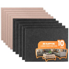 Felt Furniture Pads 10pcs 8" x 6" Adhesive Large Felt Pads, Cuttable Chair Leg Pads, Hardwood Floor Protectors for Furniture (Black 5 Pcs + Beige 5 Pcs)