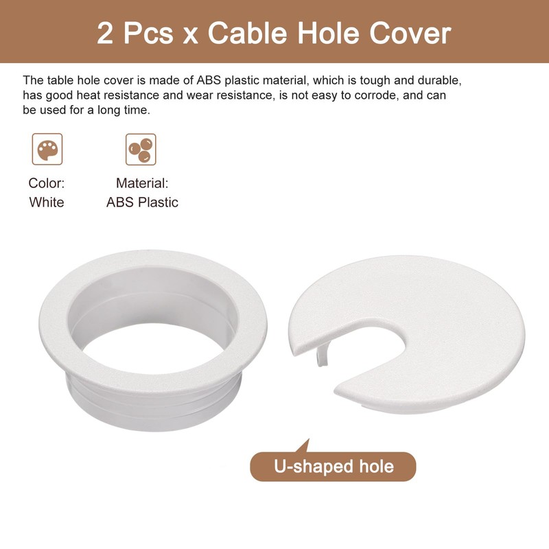 QUARKZMAN 2 Pieces Cable Grommet, 1.38 Inch/35 mm ABS Desk