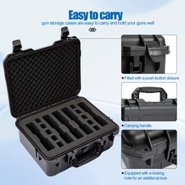 Comlly Hrad Case Heavy Duty Waterproof Hard Gu n Case with 5 Slot 10 Mag Pre-Cut Foam, TSA Friendly