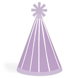 Big Dot of Happiness Purple Stripes - Cone Happy Birthday Party Hats for Kids and Adults - Set of 8 (Standard Size)