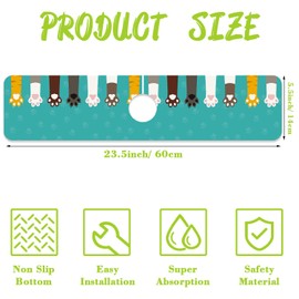 Sink Splash Guard Faucet Mat Cat Paws and Footprints Absorbent Fast Drying Mat Sink Gadgets Splash Guard Behind Faucet Drip Catcher for Kitchen Bathroom 23.5"X5.5"