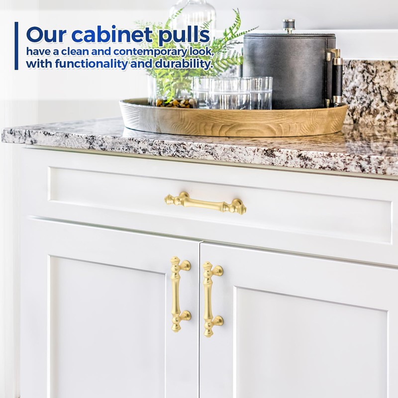 JOY DECOR 10 Pack 3 Inch Brushed Brass Kitchen Cabinet