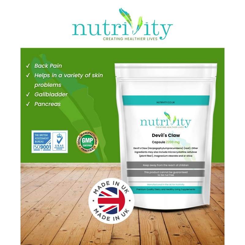 Devil's Claw 2200mg Joint and Aches Support Supplement Powerful Anti-Inflammatory