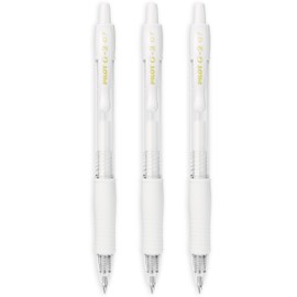 Pilot G-2 Retractable Gel Ink Rollerball Pens - 0.7mm Nib Tip - Wallet Set of 3 - Pastel White Ink