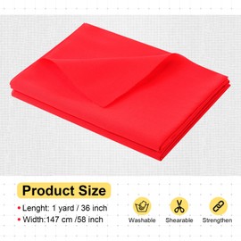 Tatuo Soft and Stable Fabric Poly Cotton Broadcloth, Plain Poly Cotton, Dress Craft Material for Embroidery, Embroidery Fabric (1.6 Yard X 1 Yard,Red)