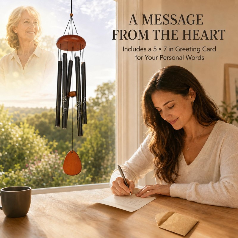 Wind Chimes for Outside, 35 Inch Aluminum Rose Memorial Chime