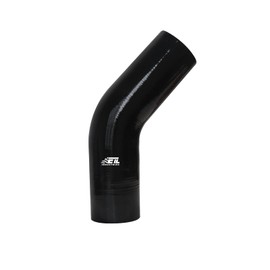 ETL INDUSTRIES 3" ID, 6" Leg Length 45 Degree Bend Silicone Coupler Hose, 4-Ply Reinforced Universal Silicone Pipe Elbow Hose for Intake Tube Intercooler Piping Black