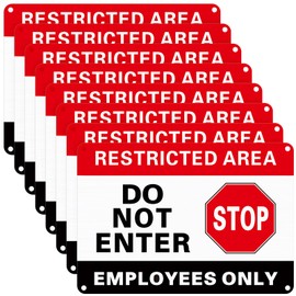 Gisafai 8 Pcs Employees Only Sign Restricted Area Do Not Enter Sign with 4 Pre Drilled Holes Reflective Warning Signs Easy to Mount Rust Free Aluminum Uv Protected Waterproof Weatherproof (Classic)