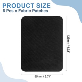 sourcing map 6Pcs Iron on Patches for Clothing Repair, Mending Fabric Repair Patch Cotton for Clothes Pants Bags, 5x4 Inch Black