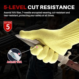GOL-SIV A4 Aramid Cut Resistant Gloves,Anti Cutting Glove For Chefs Women,Kitchen Gloves For Cooking,S