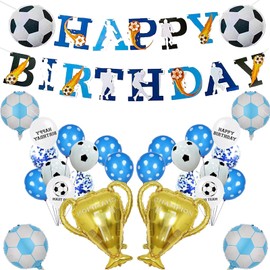 27pcsfootball Birthday Decorations, Football Party Decorations, Man City Birthday Decorations, Birthday Decorations For Men, Football Balloons, Birthday Banner Birthday Party For Kids Favors