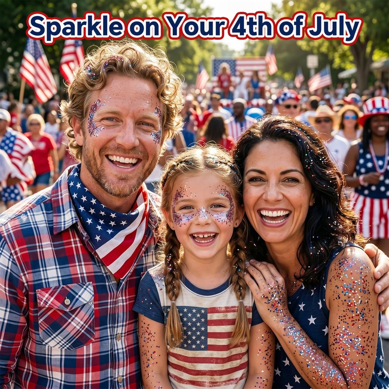 Red White and Blue Body Glitter Stick, 4th of July