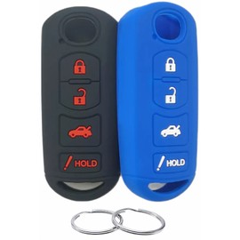 REPROTECTING Silicone Rubber Key Fob Cover Compatible with 2009-2019 Mazda 3 6 CX-5 CX-7 CX-9 MX-5 Miata Toyota Yaris iA Scion iA KR55WK49383 WAZX1T768SKE11A03 WAZSKE13D01 Black Blue