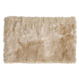 sourcing map Soft Faux Fur Rug Indoor Fluffy Faux Sheepskin Area Carpet Rugs for Bedroom Sofa Living Room Rectangle Washable Floor Mat 2 x 3 Feet Khaki