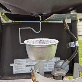 GLOWYE Grease Cup for Char-Broil/Kenmore Outdoor Grills/Masterbuilt Propane Smokers, Grill Grease Catcher Tray with Clip and 10-Pack Aluminum Drip Liner