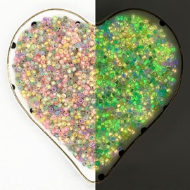 Artsy Crafts 3mm 3500pcs Glass Seed Beads Assorted Colors 8/0 Glow in The Dark Beads Spacer Beads for Jewelry Making Bracelets Necklace Anklet Rosary Earring Craft Supplies (3mm Mix)