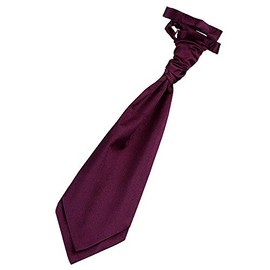 DQT Men Pre-Tied Plain Satin Wedding Scrunchie Cravat - Plum