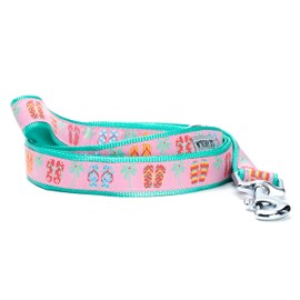 The Worthy Dog Flip Flops Pattern Dog Leash 5ft Stylish Blue/Pink, Comfortable Durable Nylon Fits Small, Medium, Large Dogs, Fun Outdoor Puppy Walking Accessory-Large