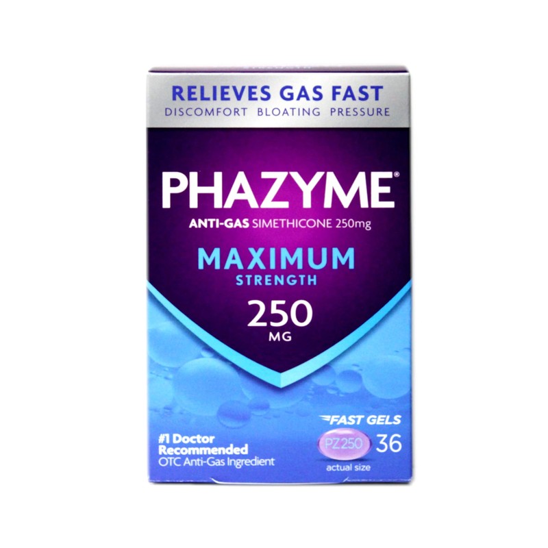 Phazyme Maximum Strength 250mg Anti-Gas Simethicone Soft Gels 36 ea