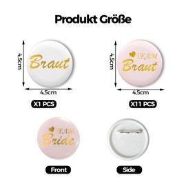 DazzJoy Pack of 12 JGA Bride Button Set, Jga Accessories Women, Team Bride Buttons Badge, Bachelor Party Women Accessories, Jga Women Badge for Games Party, Wedding, Engagement Celebrations (Pink)