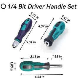 3 Pieces 1/4 Hex Screwdriver Bit Holder Handle Set with 1 x 1/4''Quick Change Handle,1 x 1/4''Magnetic Screwdriver Bit Holder Handle and 1 x 1/4'' Direct Insertion Handle