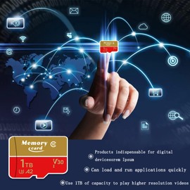 MicroSDXC 1024GB Memory Card UHS-I (U3), V30 4K A2, Class 10 Compatible, High Speed MicroSD Card, SD Adapter Included