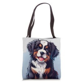 Berner Puppy Bernese Mountain Dog Cute Watercolor Pup Art Tote Bag