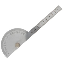 Utoolmart Stainless Steel Protractor 180 Degrees Round Head Angle Finder with 10cm / 3.9-inch Adjustable Arm for Woodworking Drawing