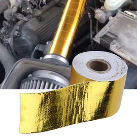 TKSE Heat Protection Mat, Car Heat Resistant Film, 1 Roll Golden Car Aluminium Foil Reflective Heat Shield Wrap Tape for Car Engine Hoods, Engine Compartments, etc. (9 m x 5 cm)