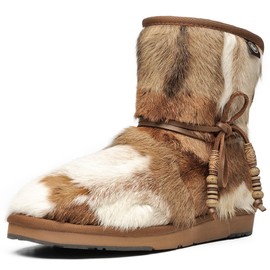 AUMU Women's Classic Mini Sheepskin Winter Boot Fur Boot Chestnut Size 7