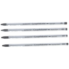 Derwent Watersoluble Graphitone Pencils, Fine Point, Black, 4 Pencils per Pack (34304)