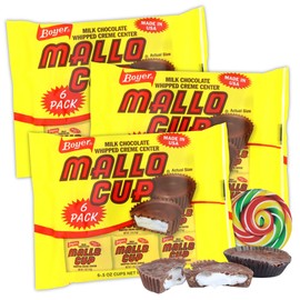 Sweetzo - Bulk Boyer Mallo Cups, Milk Chocolate Candies with Gooey Marshmallow Center, Individually Wrapped Pieces, Each Cup is 0.5 Ounces (Pack of 3)