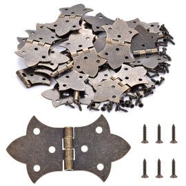 PGMJ 40 Pieces Antique Decorative Hinges Bronze Engraving Design Box Hinges Jewelry Box Hardware for Vintage Wooden Cases,Toolbox,Jewelry Boxes, Cabinets, Gift Boxes, Wine Boxes(K57)
