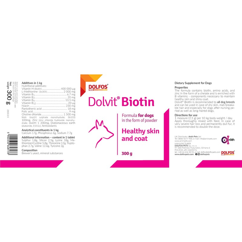 Dolvit Biotin 300g Vitamins Minerals Healthy Skin and Shiny Coat