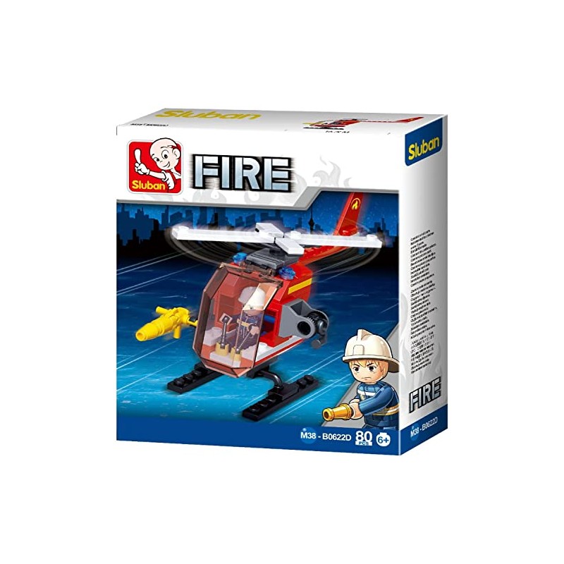 Sluban M38-B0622D Small Fire Helicopter 77 Pcs, Multi-Colors