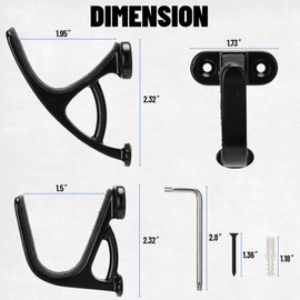 TRIPLE DEER Gun Rack Wall Mount Gun Storage with Felt, Gun Hooks Wall Mount Horizontal Heavy Duty Steel Gun Racks for Storing Shotguns Rifles Archery Bow, Black, 4 pack