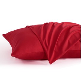 Toddler Travel Pillow Cases Set of 2, 600 Thread Count 100% Egyptian Cotton Pillow Covers for Boys and Girls with Envelope Closure, 12" x 16" (Blood Red)