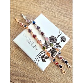 Crystalline Azuria Women 18 ct White Gold Plated Teardrops Multi Colorful Zirconia Crystals Tennis Bracelet 6.4"