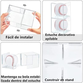 Vitrina de béisbol, vitrinas acrílicas de recuerdos de béisbol, caja de exhibición cuadrada de acrílico con protección UV para cubos transparentes, coleccionables deportivos, béisbol (2 unidades)
