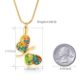 Minicremation Urn Necklace for Ashes for Women Stainless Steel Crystal Butterfly Memorial Keepsake Necklace of Loved One Cremation Jewelry Ashes Pendant for Human (Gold)