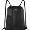 Drawstring Backpack Sports Gym Bag for Women Men Large Size With Two Zipper Pockets and Water Bottle Mesh Pockets